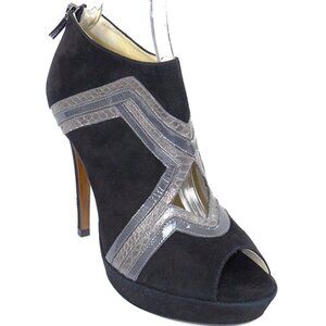 Alexandre Birman Shoes - Black Suede Peep-Toe Booties